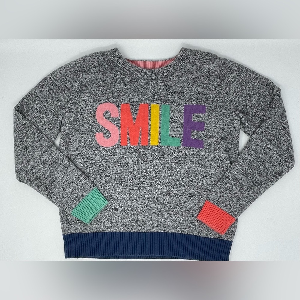 GAP KIDS: Gray ‘Smile’ Color Block, Pullover Sweater. Size 12